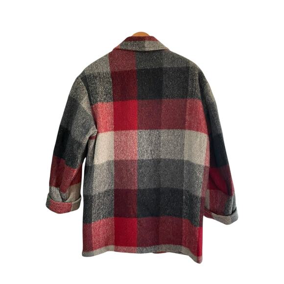 Vintage French Country Express Plaid Wool Pea Coat Womens MED Chores Barn Coat - Picture 2 of 10